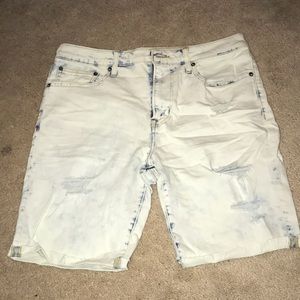 Acid wash jean shorts